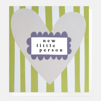 New Little Person Heart Green White Stripe|Caroline Gardner