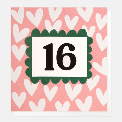 16 Number White Hearts On Pink|Caroline Gardner