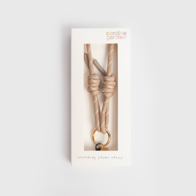 Taupe Cord Long Phone Strap|Caroline Gardner
