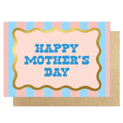 Happy Mothers Day Peach and Blue Stripe
