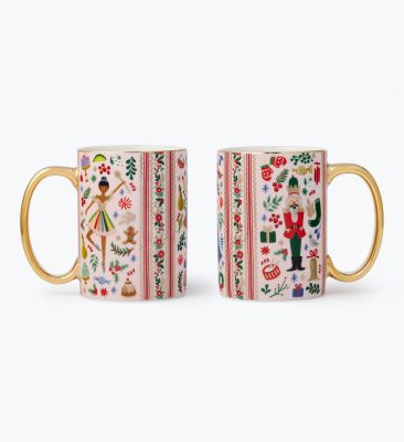 Holly Jolly Nutcracker Porcelain Mug Set Of 2|Rifle Paper