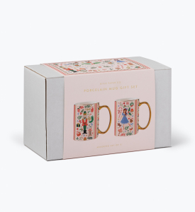 Holly Jolly Nutcracker Porcelain Mug Set Of 2|Rifle Paper