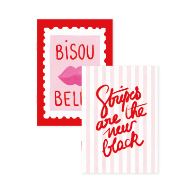 Bisous Stripes Pocket Duo Notebooks A6|All The Ways To Say