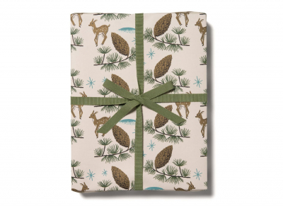 Deer And Pine Cones Holiday Wrap|Red Cap Cards
