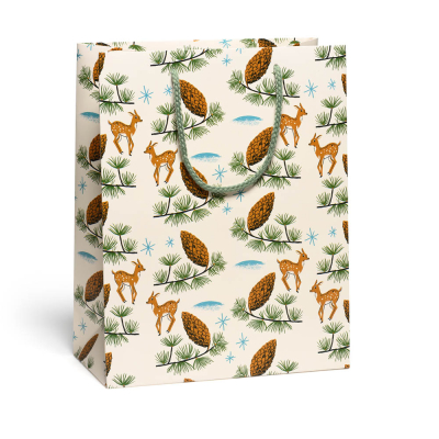 Deer and Pine Cones Holiday large bag|Red Cap Cards
