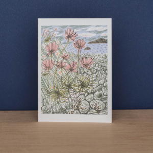 Sea Pinks Pebbles And Island Primrose Notecard|Art Angels
