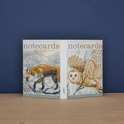 Barn Owl Winter Branches And Winter Fox Notecard|Art Angels