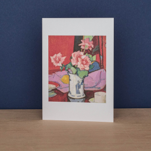 The Blue Jug And Pink Roses Chinese Vase Notecard|Art Angels