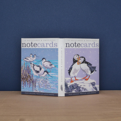 Snowy Puffins And Winter Avocets Notecard|Art Angels