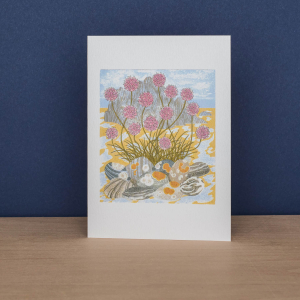 Island Primrose And Sea Pinks Notecard|Art Angels