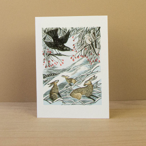 Hares Blackbird And Berries Notecard|Art Angels