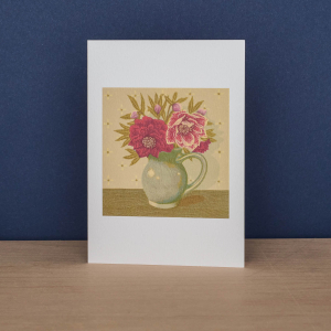Dahlia Cosmos And Jug With Hellebores Notecard|Art Angels