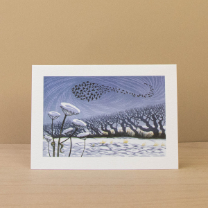 Snow Starlings And Seven Swans Notecard|Art Angels