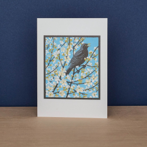 Blackthorn Blackbird And May Blackcap Notecard|Art Angels