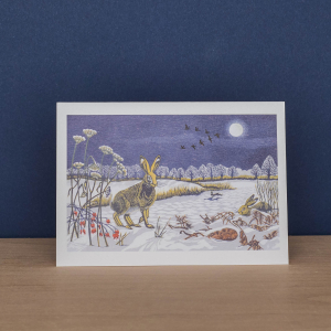 Winter Hares And Starlings Notecard|Art Angels