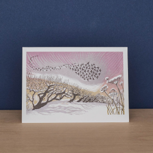Winter Hares And Starlings Notecard|Art Angels