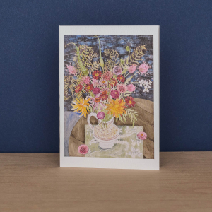 Dahlias Dark Sky And Late Summer Flowers Notecard|Art Angels