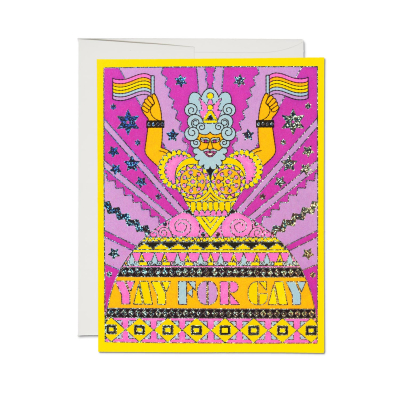 Yay Gay FOIL SPOT Pride card|Red Cap Cards