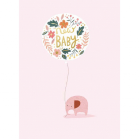 Pink Baby Elephant With Balloon