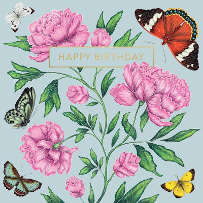 Butterflies And Peonies Birthday