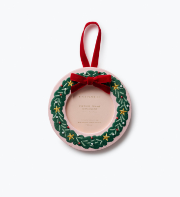 Christmas Wreath Embroidered Frame Ornament|Rifle Paper
