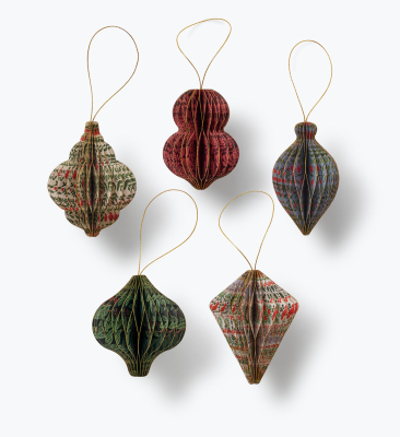 Christmastide Honeycomb Ornaments Set Of 5|Rifle Paper
