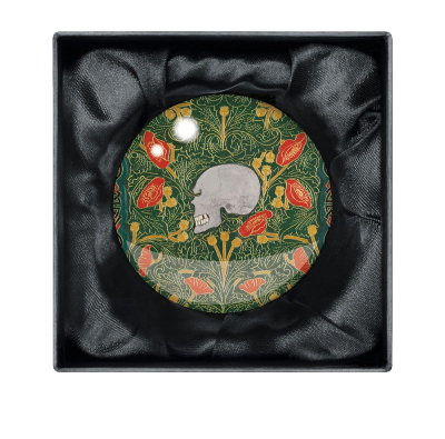 PAPERWEIGHT Skull And Flowers