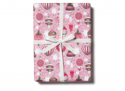 Retro Ornaments Holiday Wrap Roll|Red Cap Cards