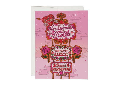 Honeymoon Motel Wedding card|Red Cap Cards