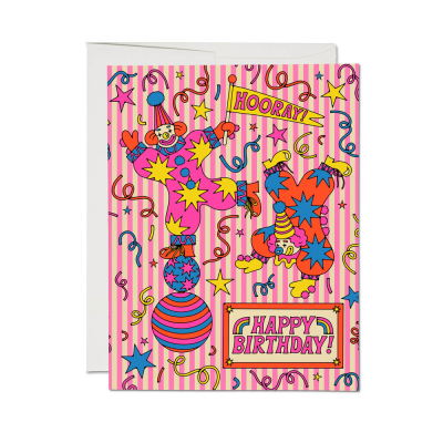 Clowns SPOT Birthday card|Red Cap Cards