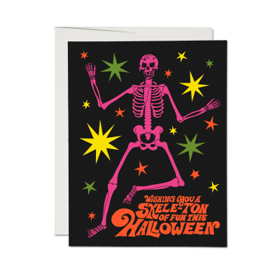 Skeleton Fun SPOT Halloween Card|Red Cap Cards