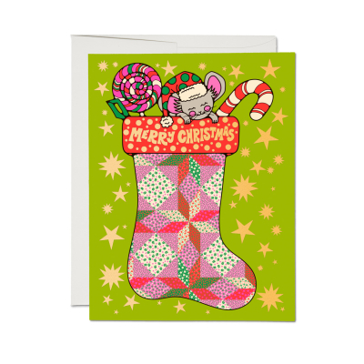 Nestled In FOIL SPOT Holiday Card|Red Cap Cards
