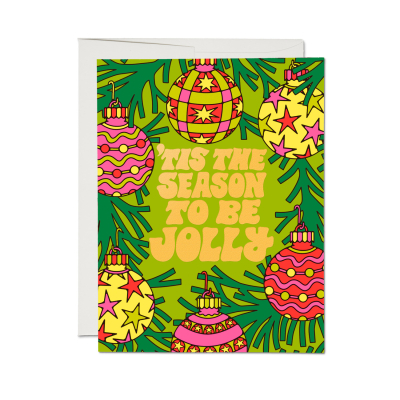 Bright Baubles FOIL SPOT Holiday Card|Red Cap Cards