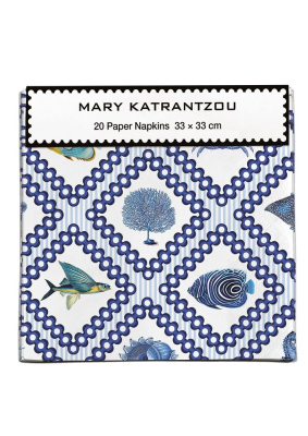 PAPER NAPKIN Blue Sea Grid