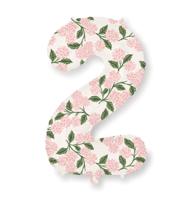 Pink Hydrangea Numbered Foil Balloon 2|Rifle Paper