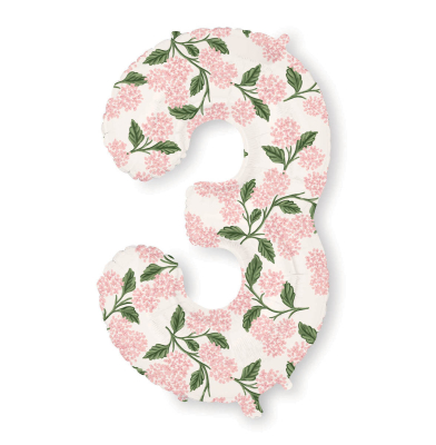 Pink Hydrangea Numbered Foil Balloon 3|Rifle Paper
