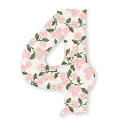 Pink Hydrangea Numbered Foil Balloon 4|Rifle Paper