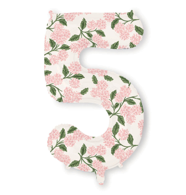 Pink Hydrangea Numbered Foil Balloon 5|Rifle Paper