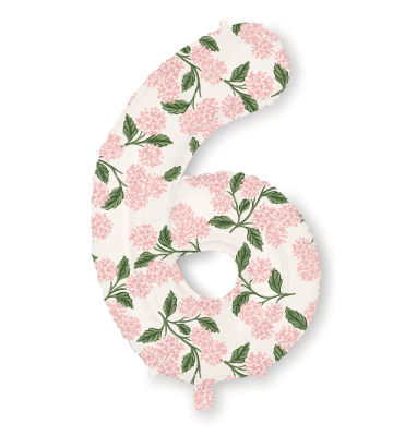 Pink Hydrangea Numbered Foil Balloon 6|Rifle Paper
