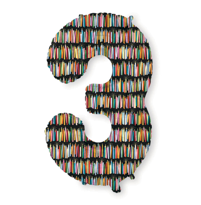 Candles Numbered Foil Balloon 3|Rifle Paper
