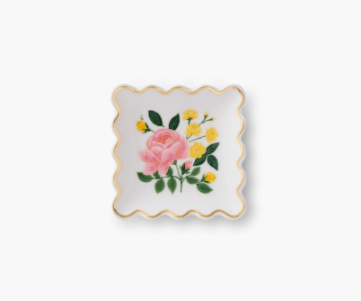 Roses Porcelain Scalloped Ring Dish|Rifle Paper