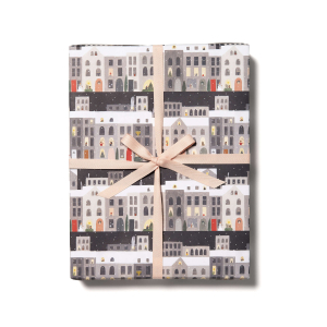 City Snow Holiday Wrap Roll|Red Cap Cards