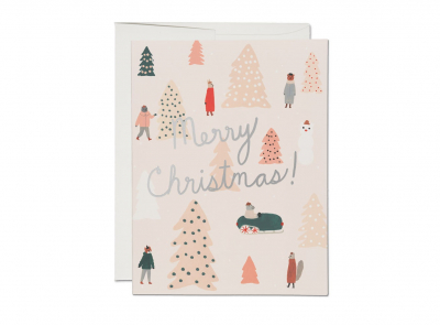 Pink Trees FOIL Holiday Card|Red Cap Cards