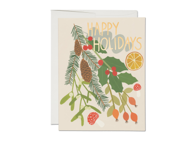 Holiday Greens FOIL Card|Red Cap Cards
