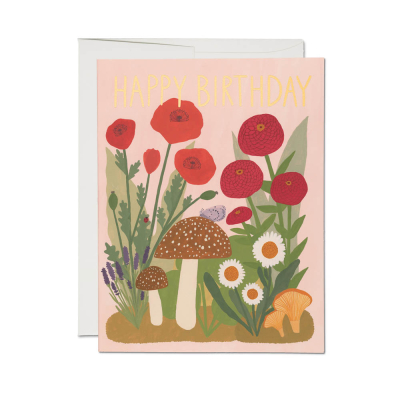 Mushroom Melody FOIL Birthday card|Red Cap Cards