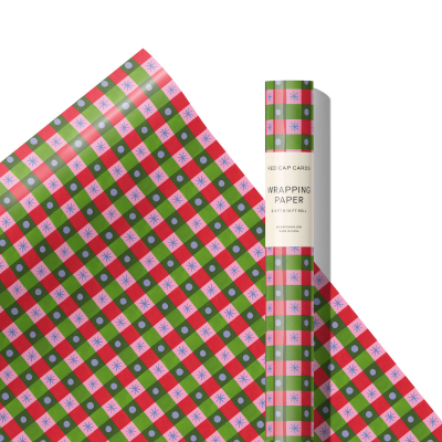 Holiday Checker Continuous Wrap|Red Cap Cards