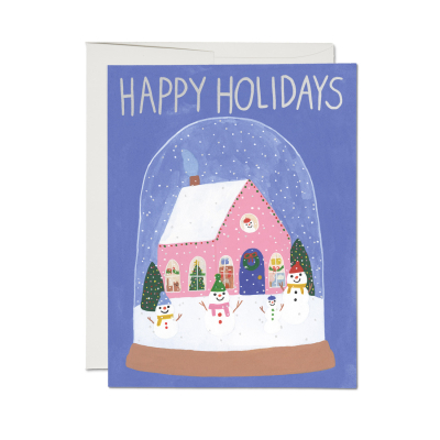 Snowman Village FOIL Holiday Card|Red Cap Cards