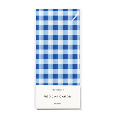 Blue Gingham SPOT Tissue Paper|Red Cap Cards