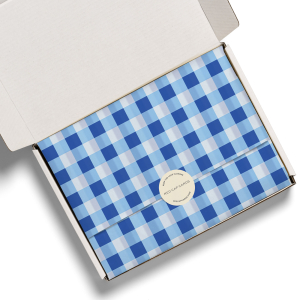 Blue Gingham SPOT Tissue Paper|Red Cap Cards