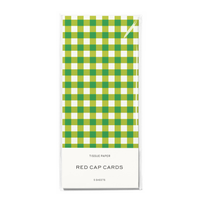 Green Gingham SPOT Tissue Paper|Red Cap Cards
